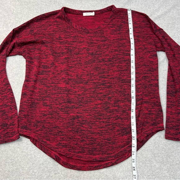 Rag & Bone Top Womens Medium Red Black Space Dye Knit Rayon Stretch Long Sleeve - Picture 2 of 6